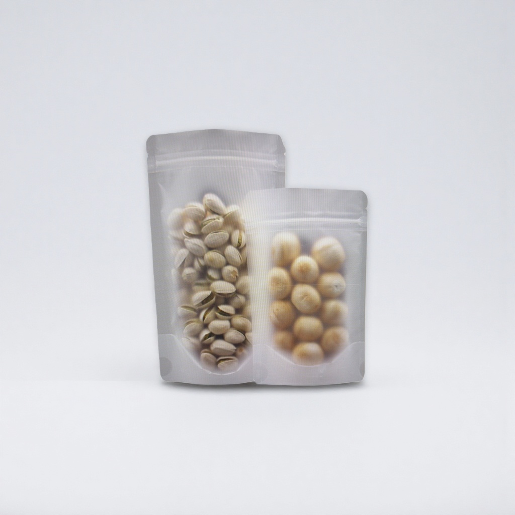A transparent bagged mixed nut snack featuring pistachios and cashews details Picture