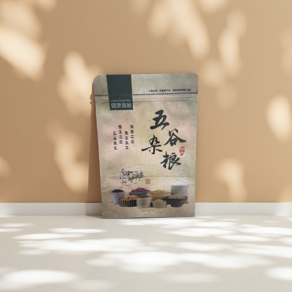 Healthy coarse grain food in a light yellow packaging bag and a gift box of five grains and miscellaneous grains details Picture