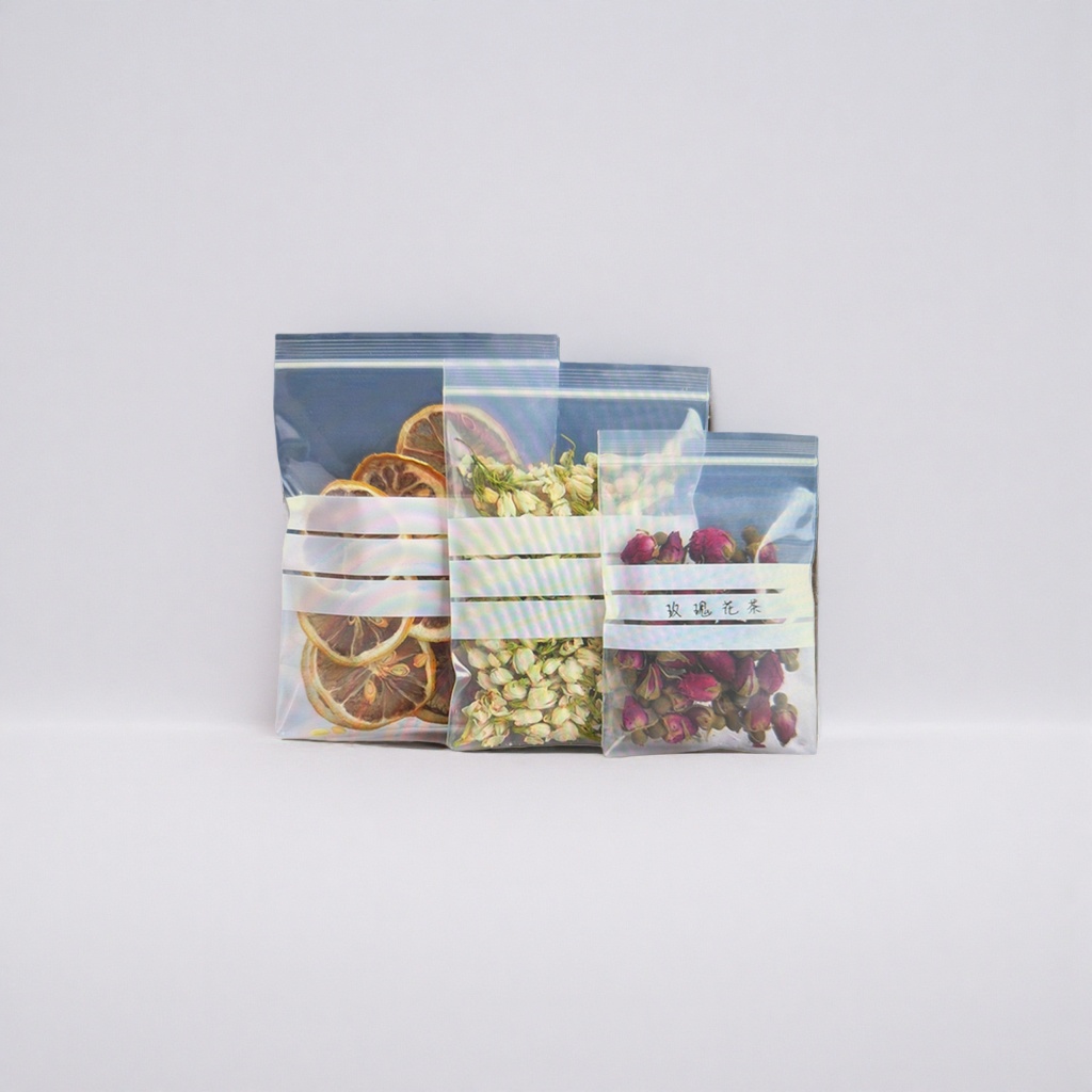 Transparent self-sealing bag for dried fruit and flower tea sample bag, food-grade thickened sealed preservation and storage bag details Picture