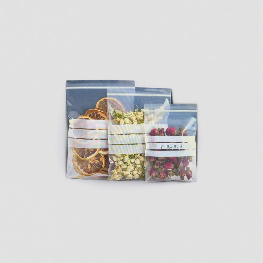 Transparent self-sealing bag for dried fruit and flower tea sample bag, food-grade thickened sealed preservation and storage bag Application Scenario