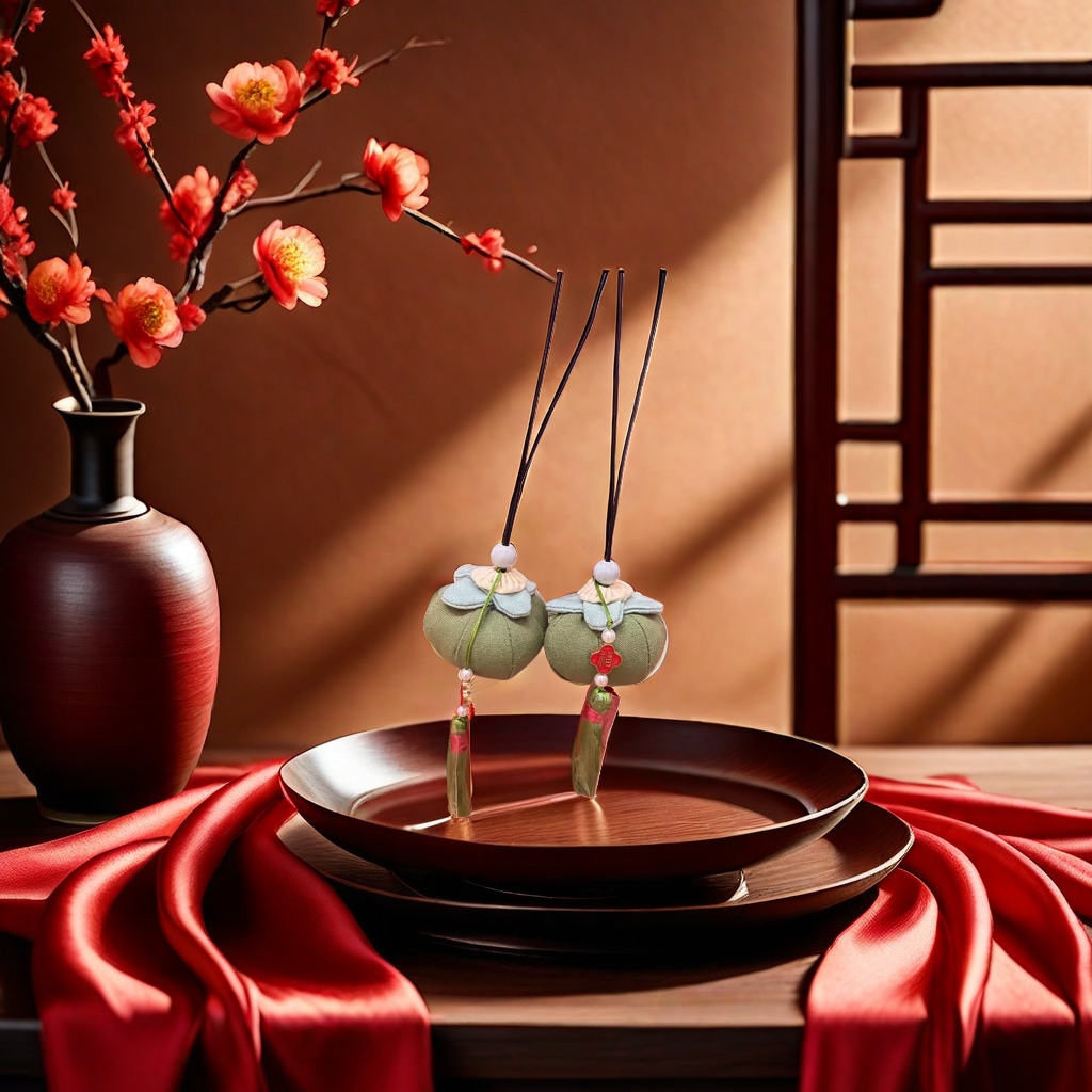 绿色布艺挂饰细节图