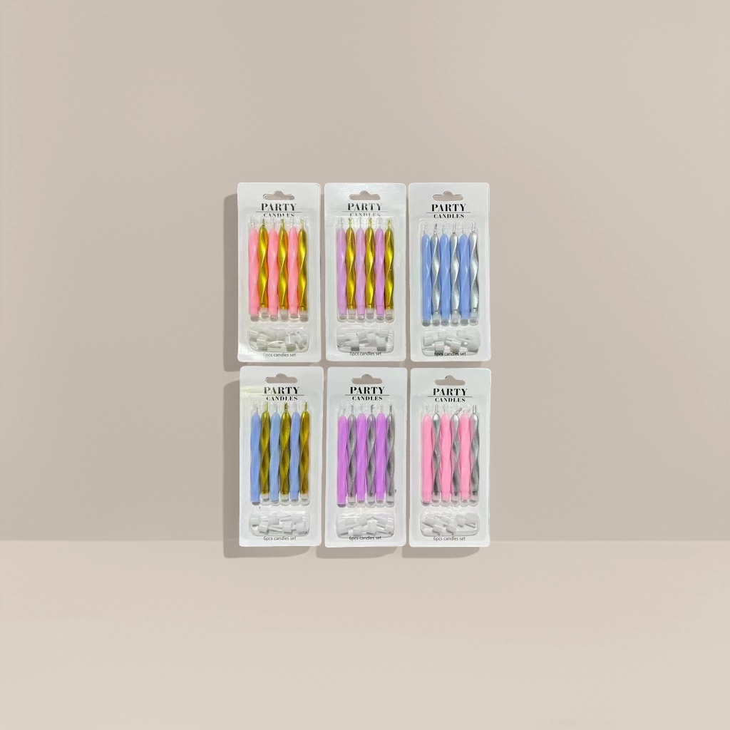 Colorful spiral candle set, smokeless and eco-friendly soy wax, for festive party home decoration