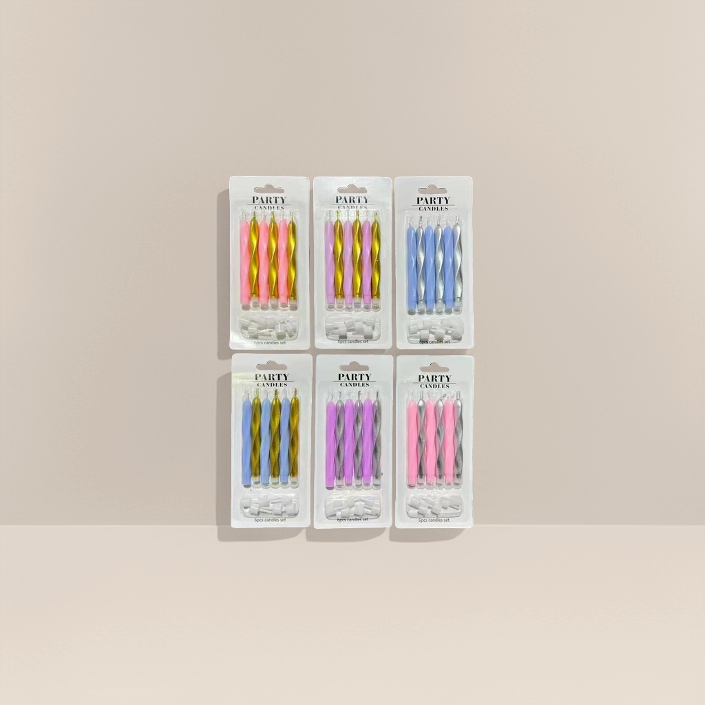 Colorful spiral candle set, smokeless and eco-friendly soy wax, for festive party home decoration Specification image