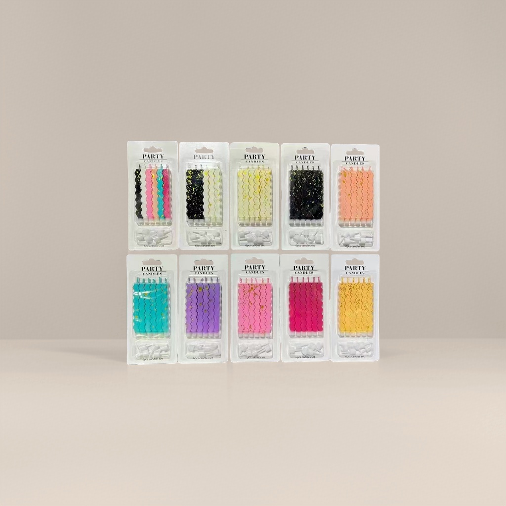 Colorful wavy party candle set, holiday and birthday decoration items, multi-color mixed mix
