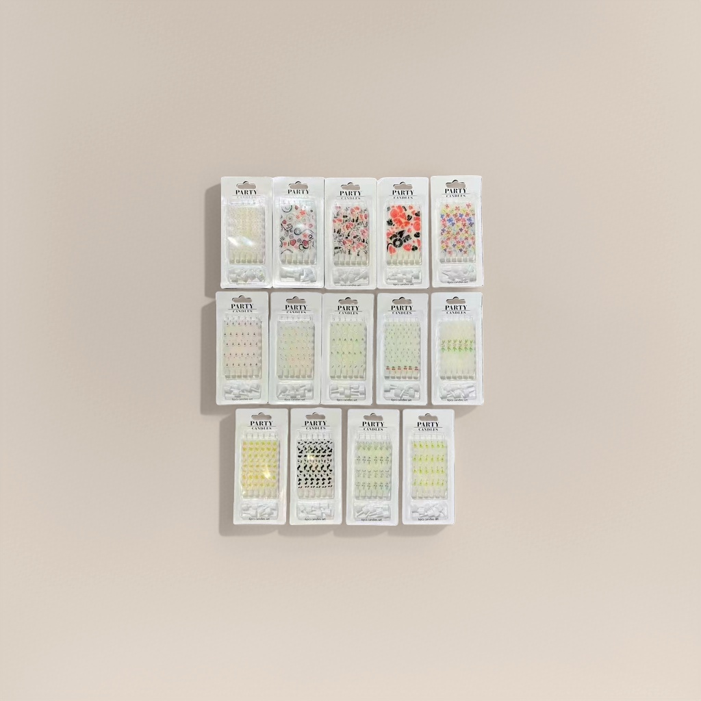 White packaging party candle set for festival, birthday and celebration decoration details Picture