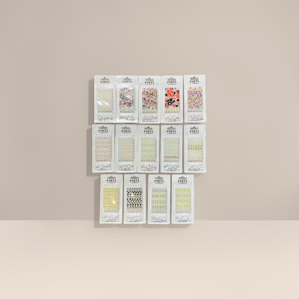 White packaging party candle set for festival, birthday and celebration decoration