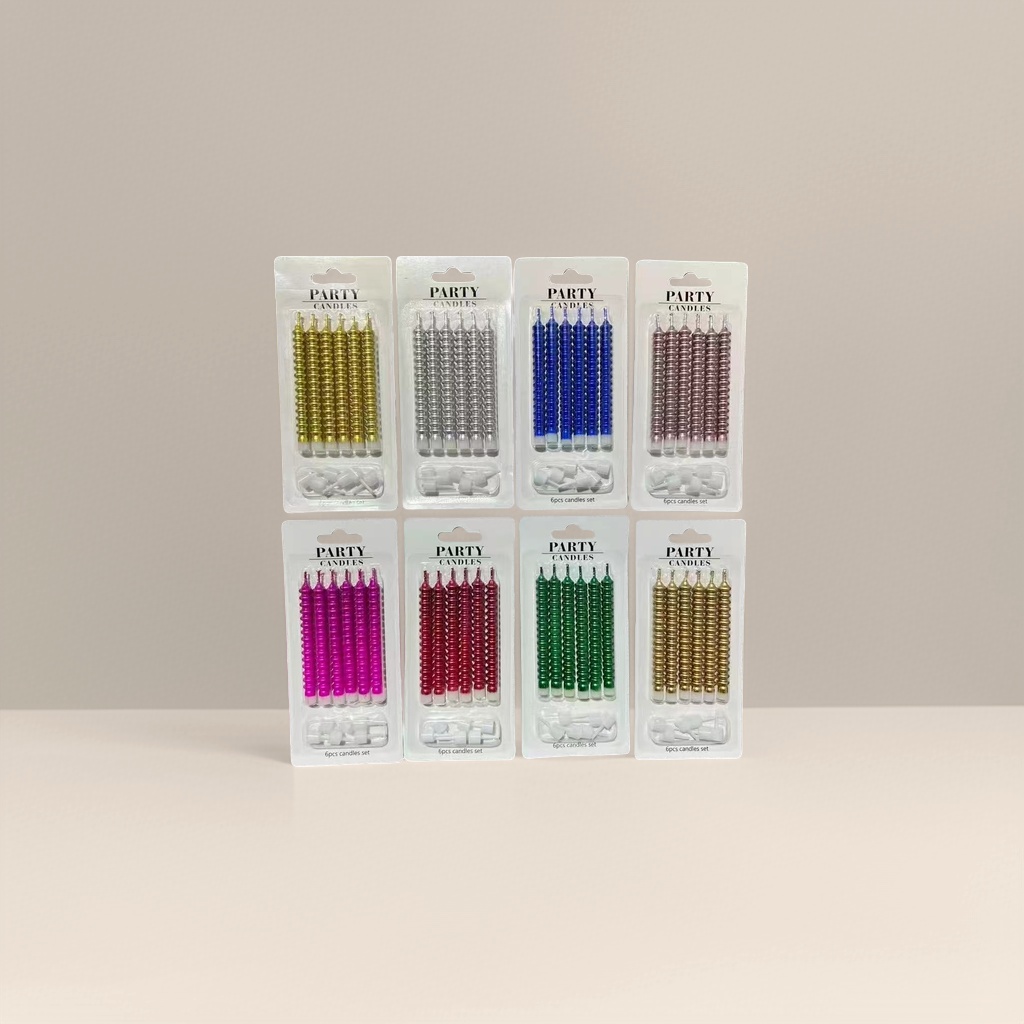 Colorful spiral pattern party candle set, festival decoration, birthday celebration supplies Specification image