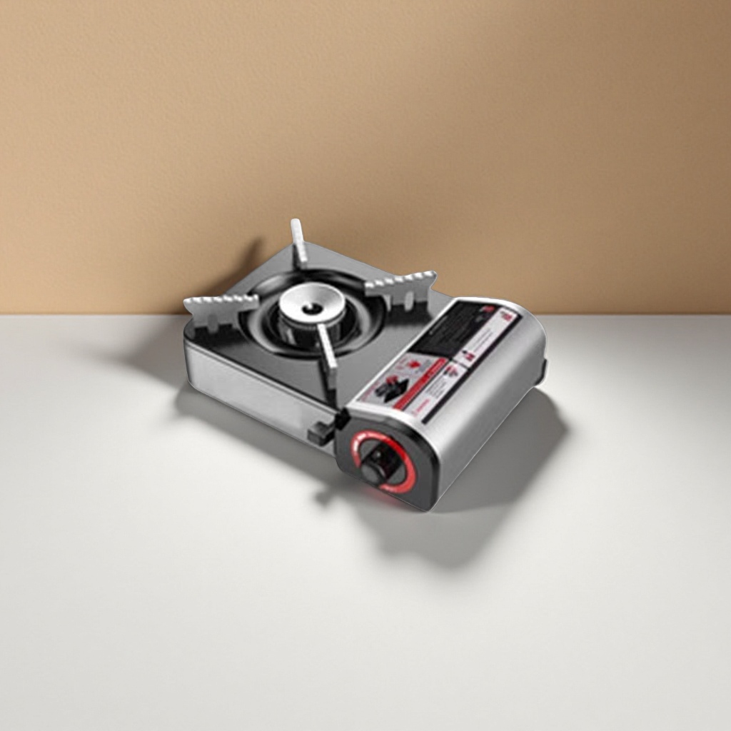 Silver-black portable gas stove, household, outdoor and camping single stove