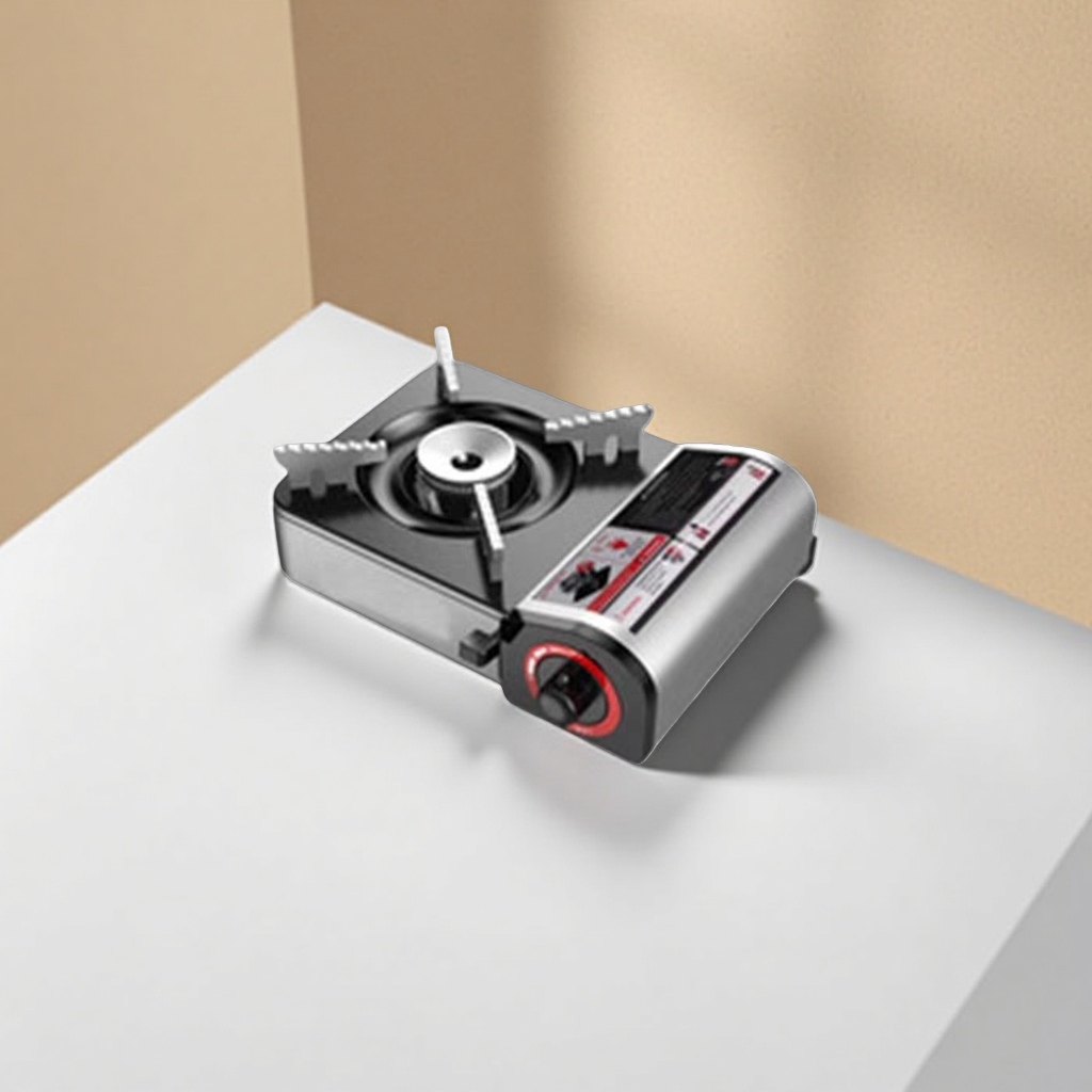 Silver-black portable gas stove, household, outdoor and camping single stove Specification image