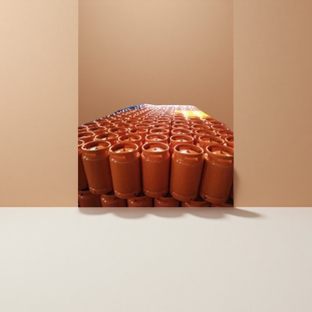 The orange household gas cylinder, a 15-kilogram liquefied petroleum gas cylinder, is safe and explosion-proof