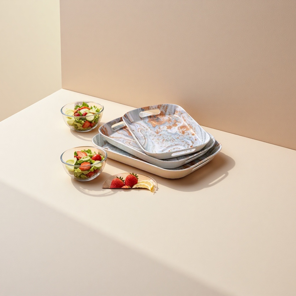 Marble-patterned rectangular art tray is a household living room coffee table storage and decoration item Specification image