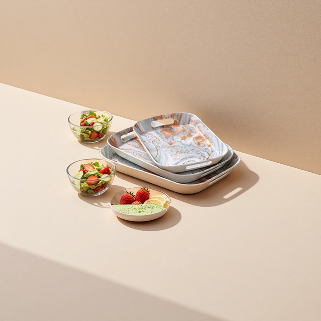 Marble-patterned rectangular art tray is a household living room coffee table storage and decoration item Application Scenario