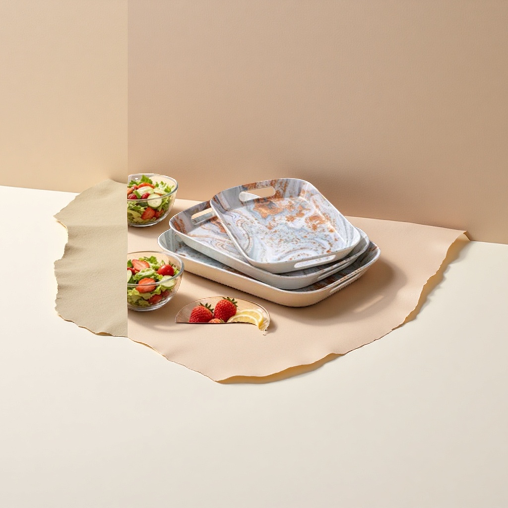 Marble-patterned rectangular art tray is a household living room coffee table storage and decoration item details Picture