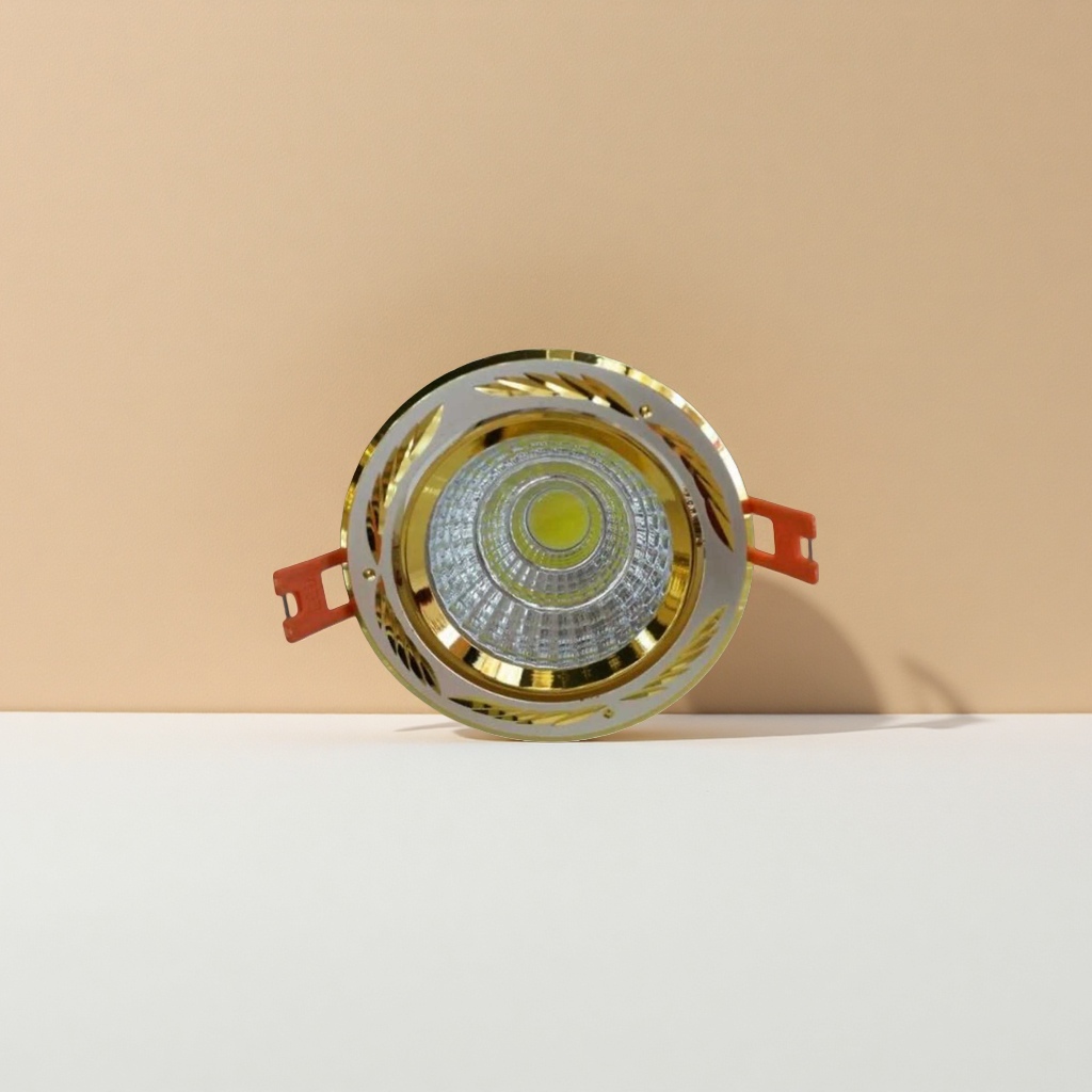 Golden decorative downlight, ceiling-mounted LED downlight for living room and bedroom, 3000K warm light