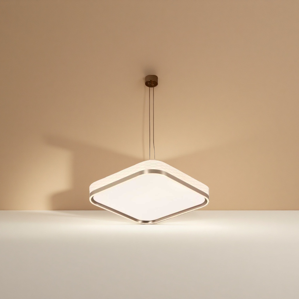 White square chandelier, modern and simple living room and bedroom ceiling lamp, Nordic style LED light source details Picture