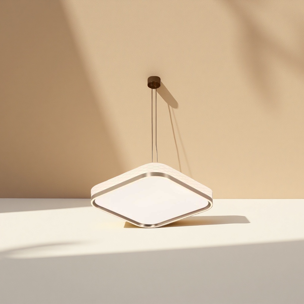 White square chandelier, modern and simple living room and bedroom ceiling lamp, Nordic style LED light source Specification image