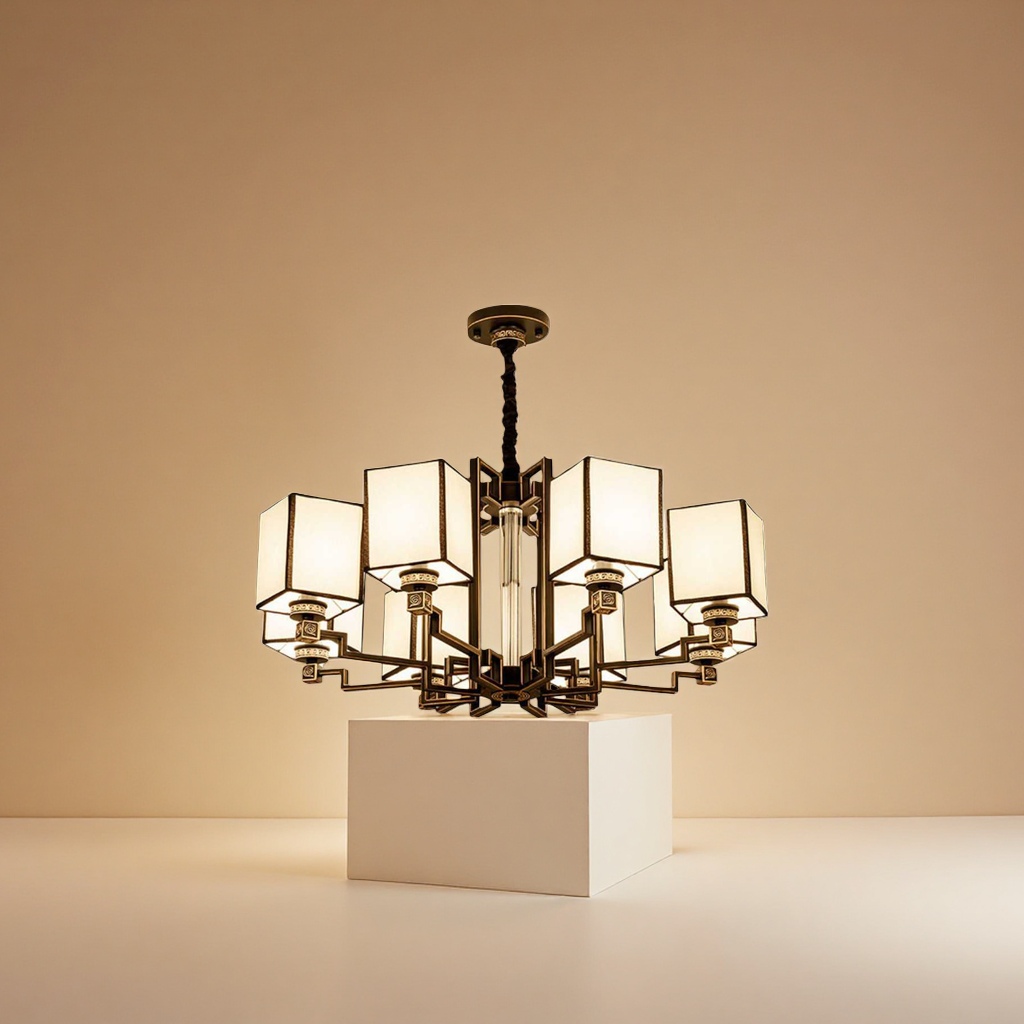 Golden Chinese-style chandelier, ceiling lamp for living room, dining room and bedroom, new Chinese-style light luxury style lighting fixtures details Picture