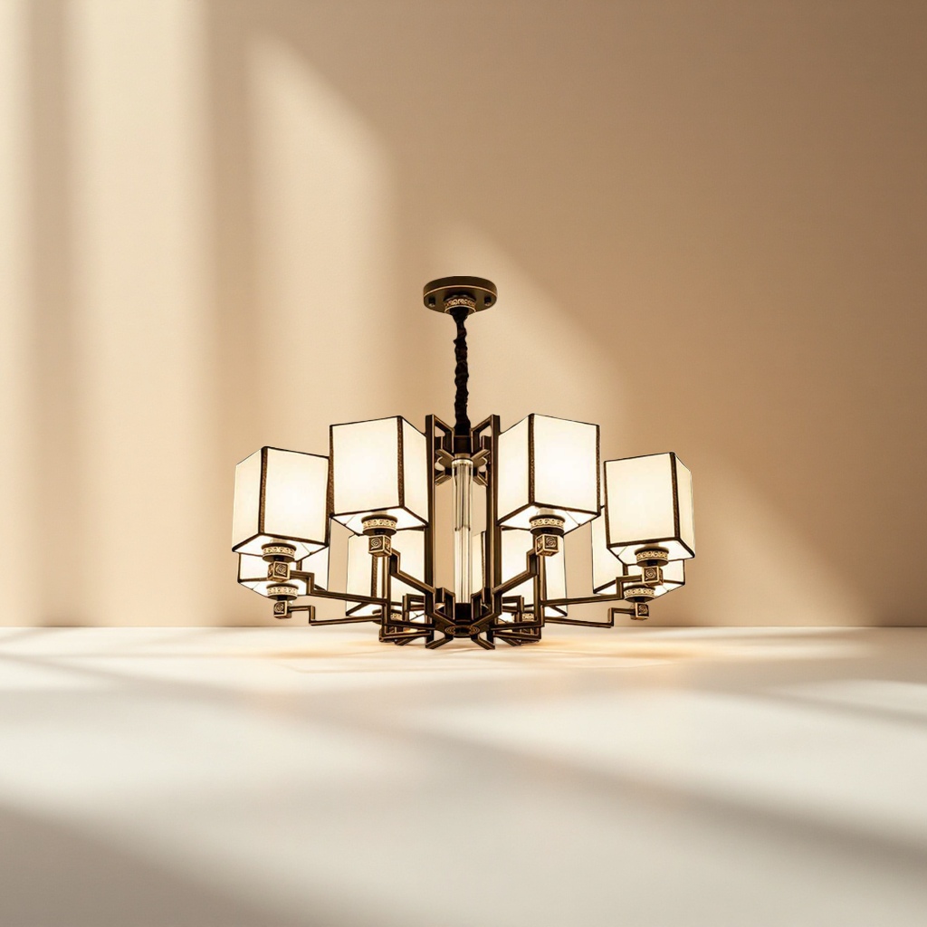 Golden Chinese-style chandelier, ceiling lamp for living room, dining room and bedroom, new Chinese-style light luxury style lighting fixtures Specification image
