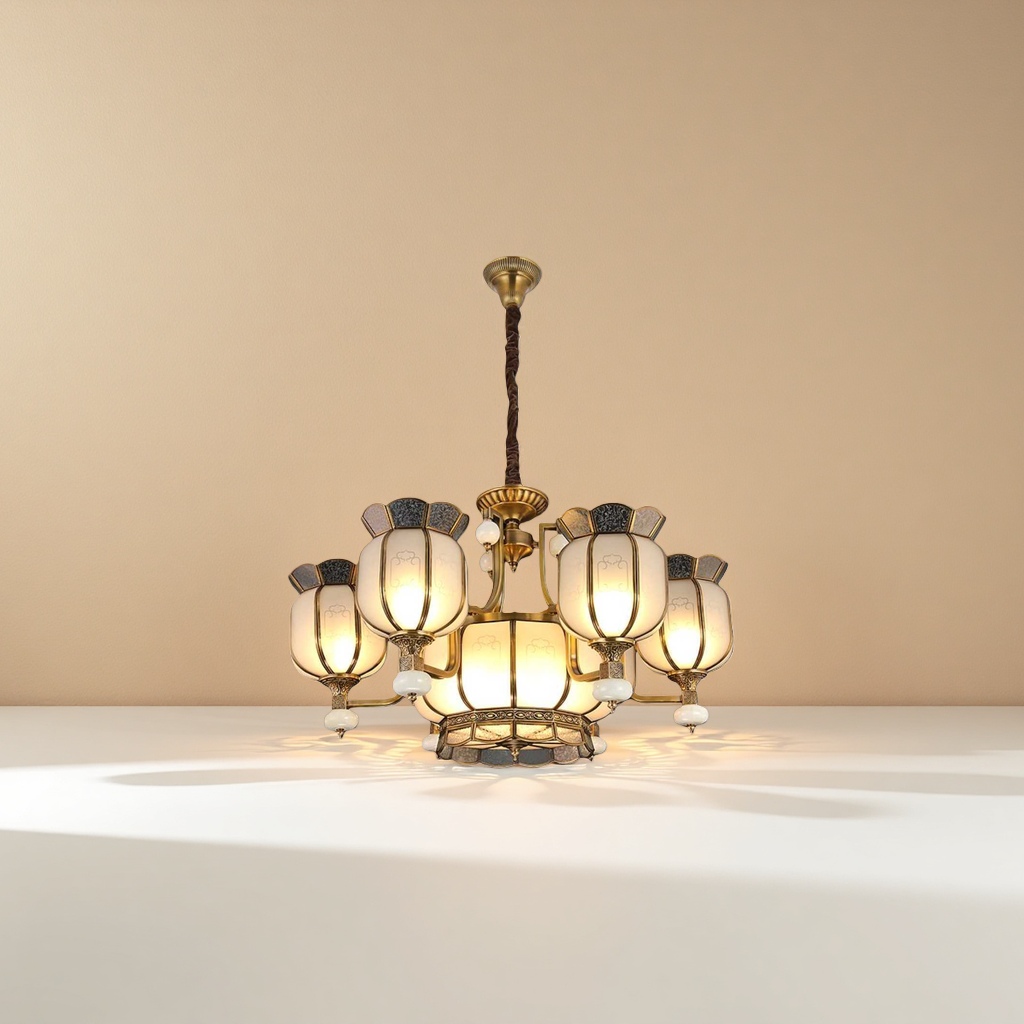 Golden ancient-style chandelier for living room and bedroom Chinese-style decoration, 30cm diameter Specification image