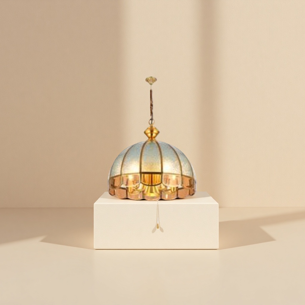 Golden chandelier, Nordic minimalist ceiling lamp for living room, dining room and bedroom, modern light luxury style copper art lamp details Picture