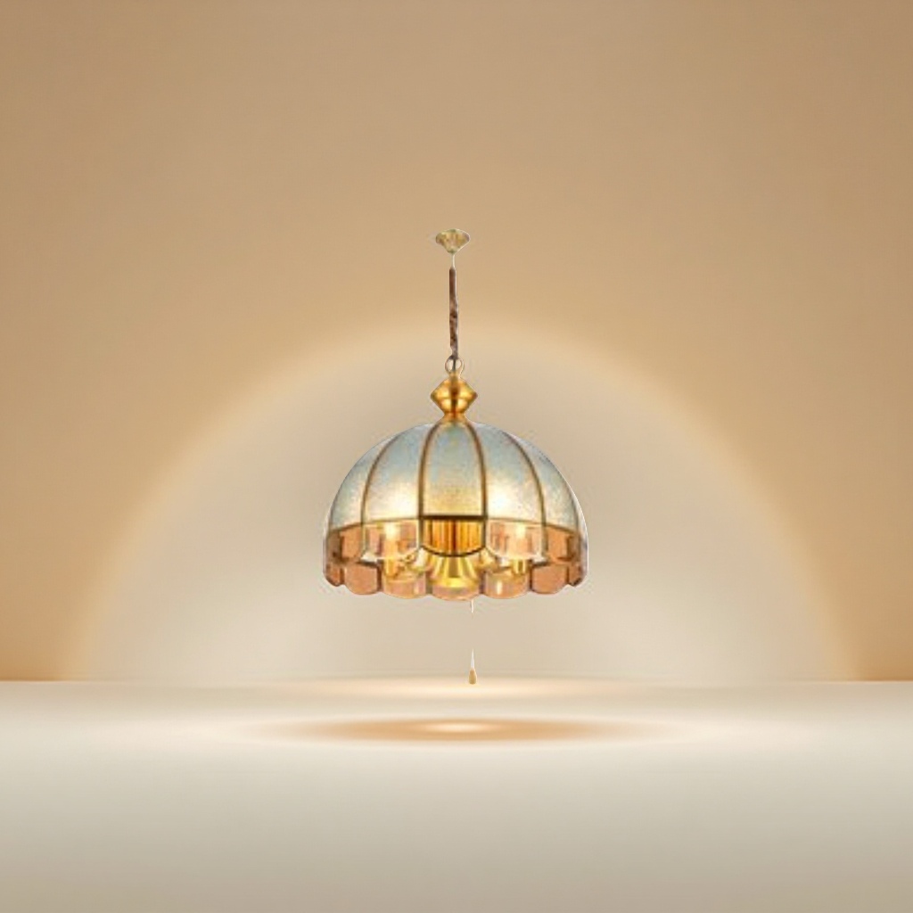 Golden chandelier, Nordic minimalist ceiling lamp for living room, dining room and bedroom, modern light luxury style copper art lamp Specification image