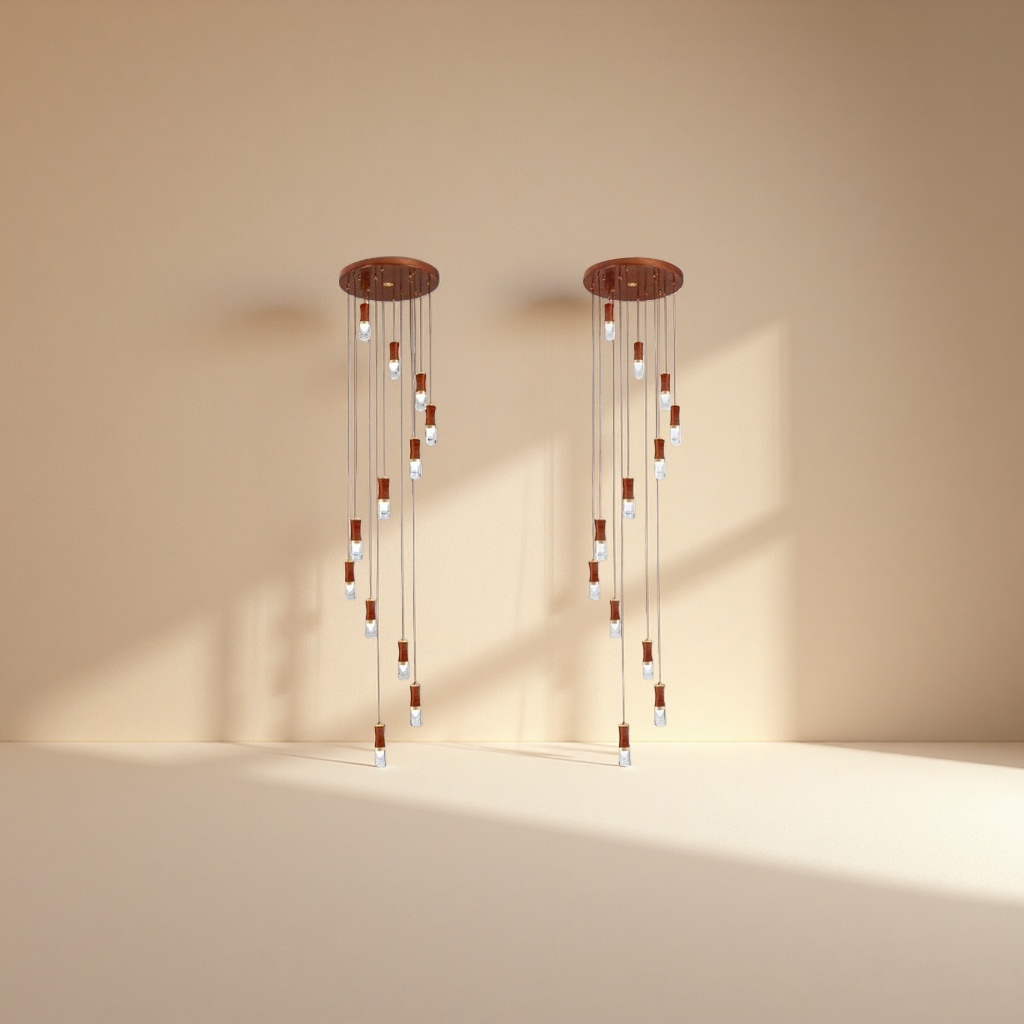 Brown chandelier main body, Nordic minimalist ceiling lamp accessories for living room, dining room and bedroom details Picture