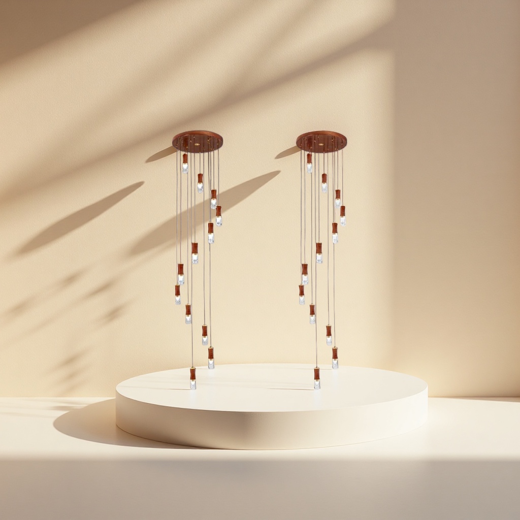 Brown chandelier main body, Nordic minimalist ceiling lamp accessories for living room, dining room and bedroom Specification image