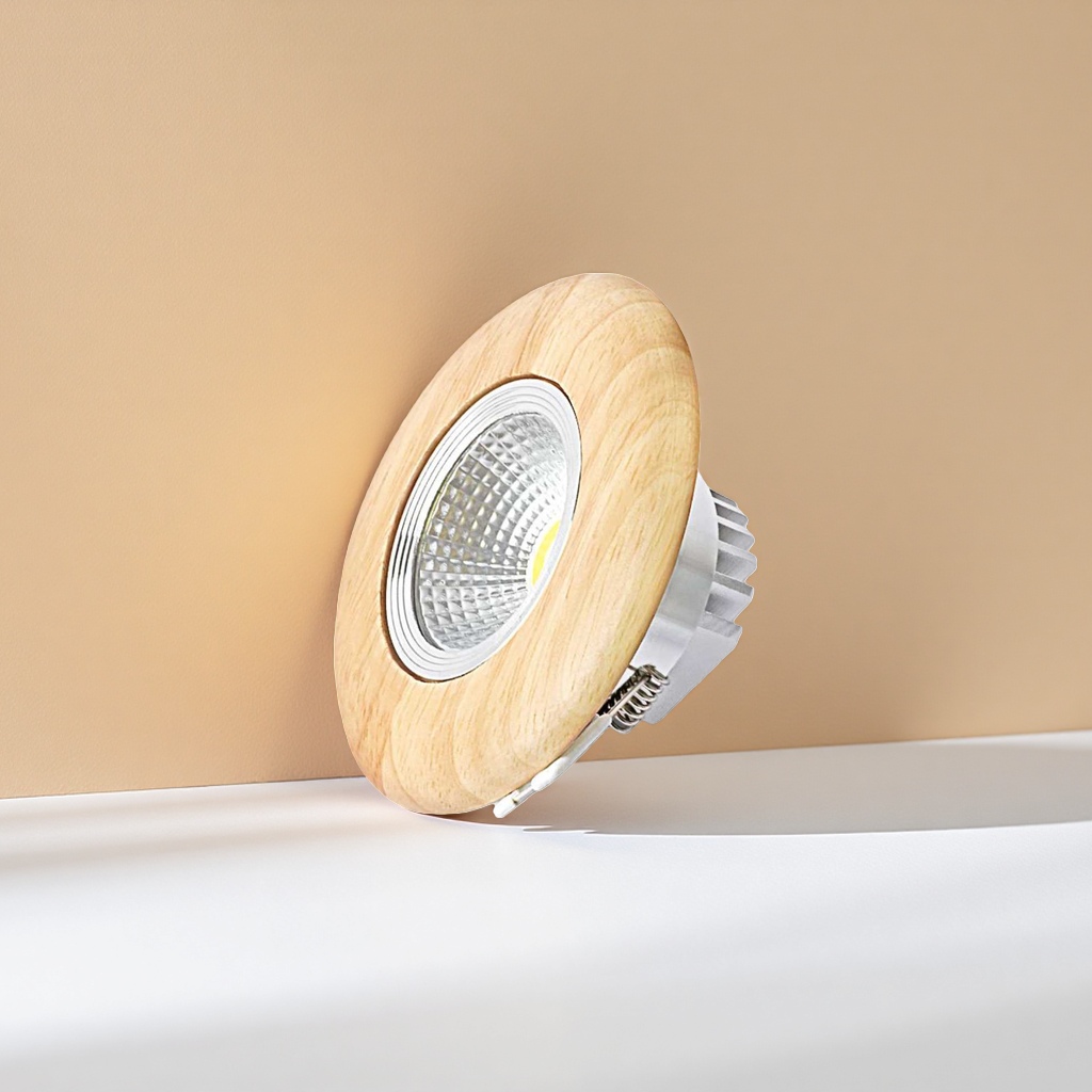 Modern and simple wooden-framed downlights with built-in LED spotlights for ceiling lighting in living rooms and bedrooms Specification image
