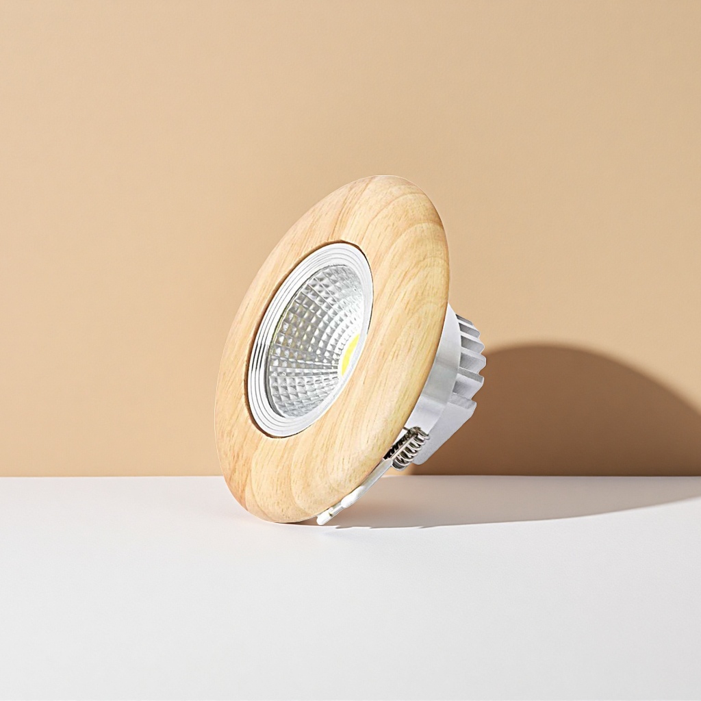 Modern and simple wooden-framed downlights with built-in LED spotlights for ceiling lighting in living rooms and bedrooms details Picture