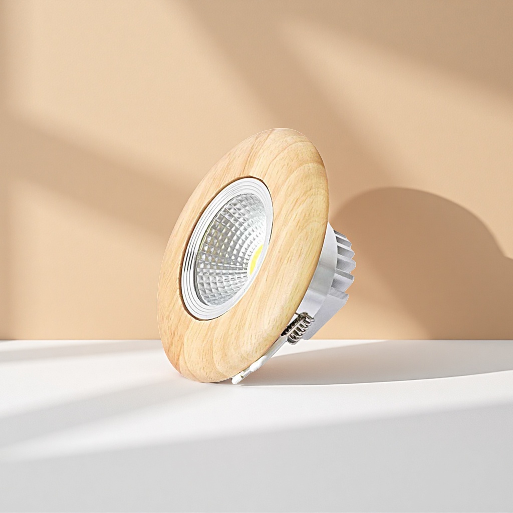 Modern and simple wooden-framed downlights with built-in LED spotlights for ceiling lighting in living rooms and bedrooms Application Scenario