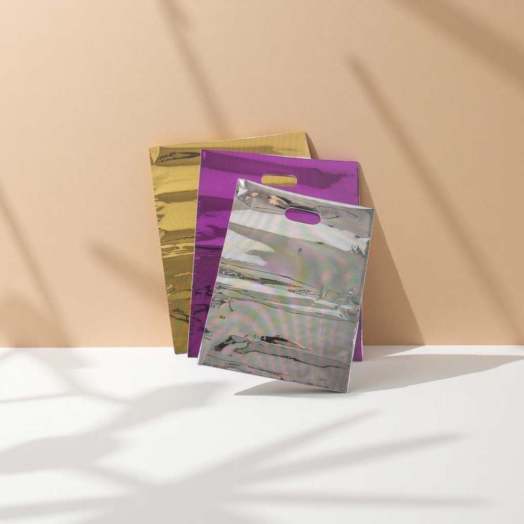 Colorful reflective handbags, large-capacity eco-friendly shopping bags, foldable portable gift bags
