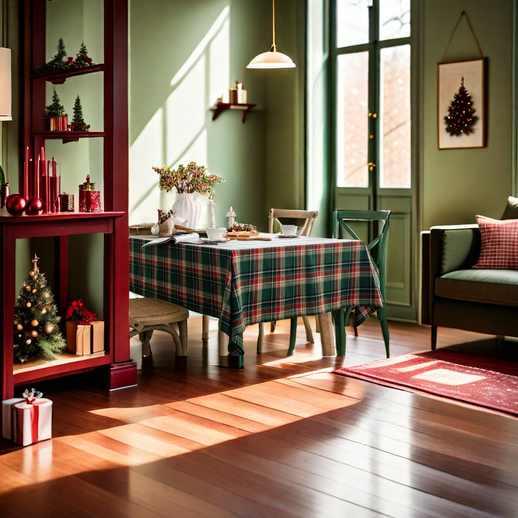 Green red and white checkered tablecloth, anti-slip and waterproof PVC tabletop protection fabric, home dining room and kitchen tablecloth Specification image