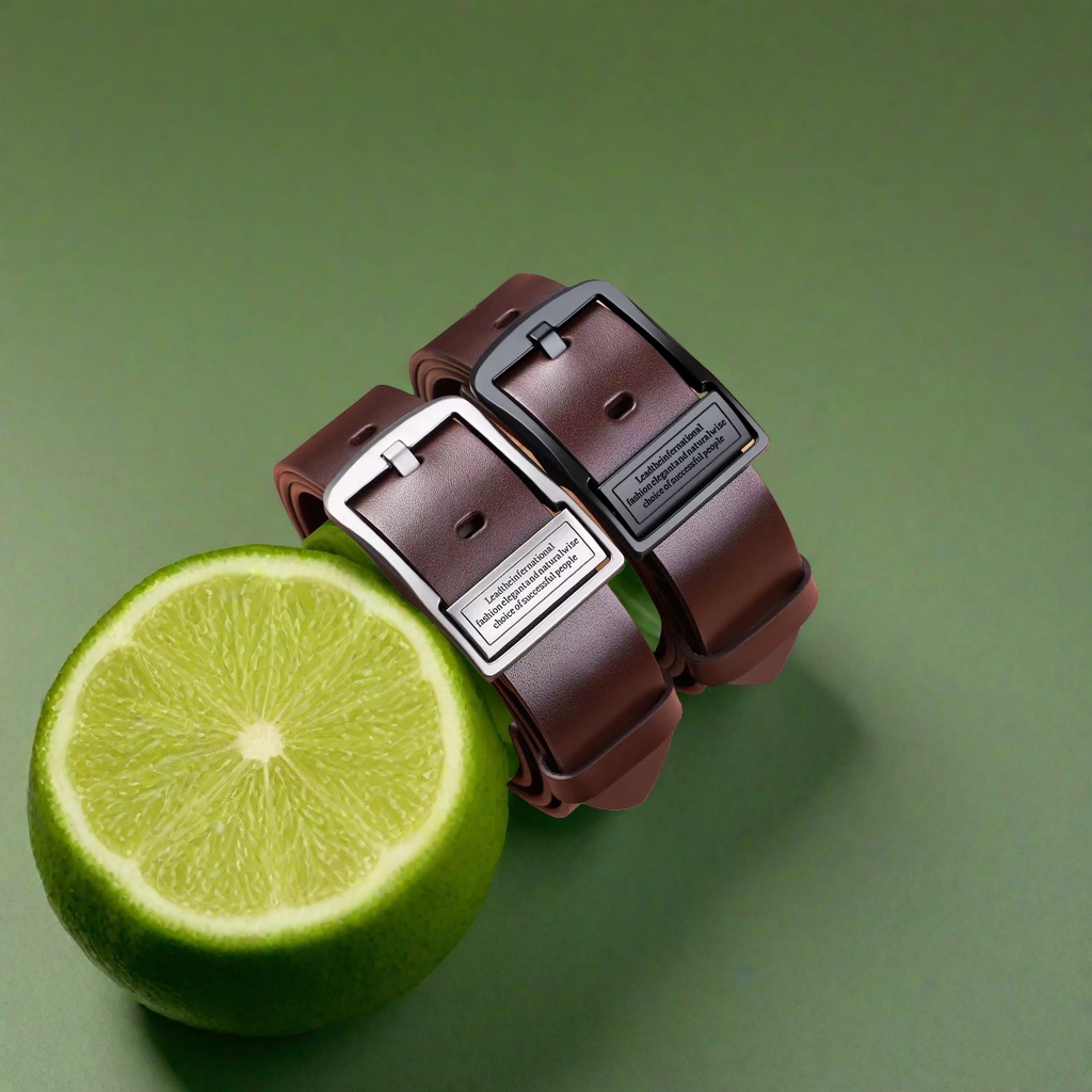 Brown genuine leather men's belt is a fashionable, simple and versatile business casual belt details Picture