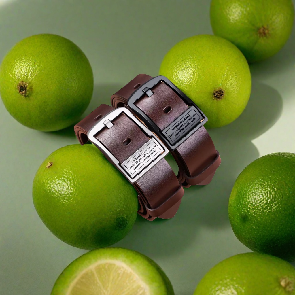 Brown genuine leather men's belt is a fashionable, simple and versatile business casual belt Specification image