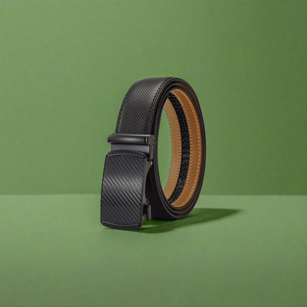 Black carbon fiber textured men's belt, fashionable business casual belt Application Scenario