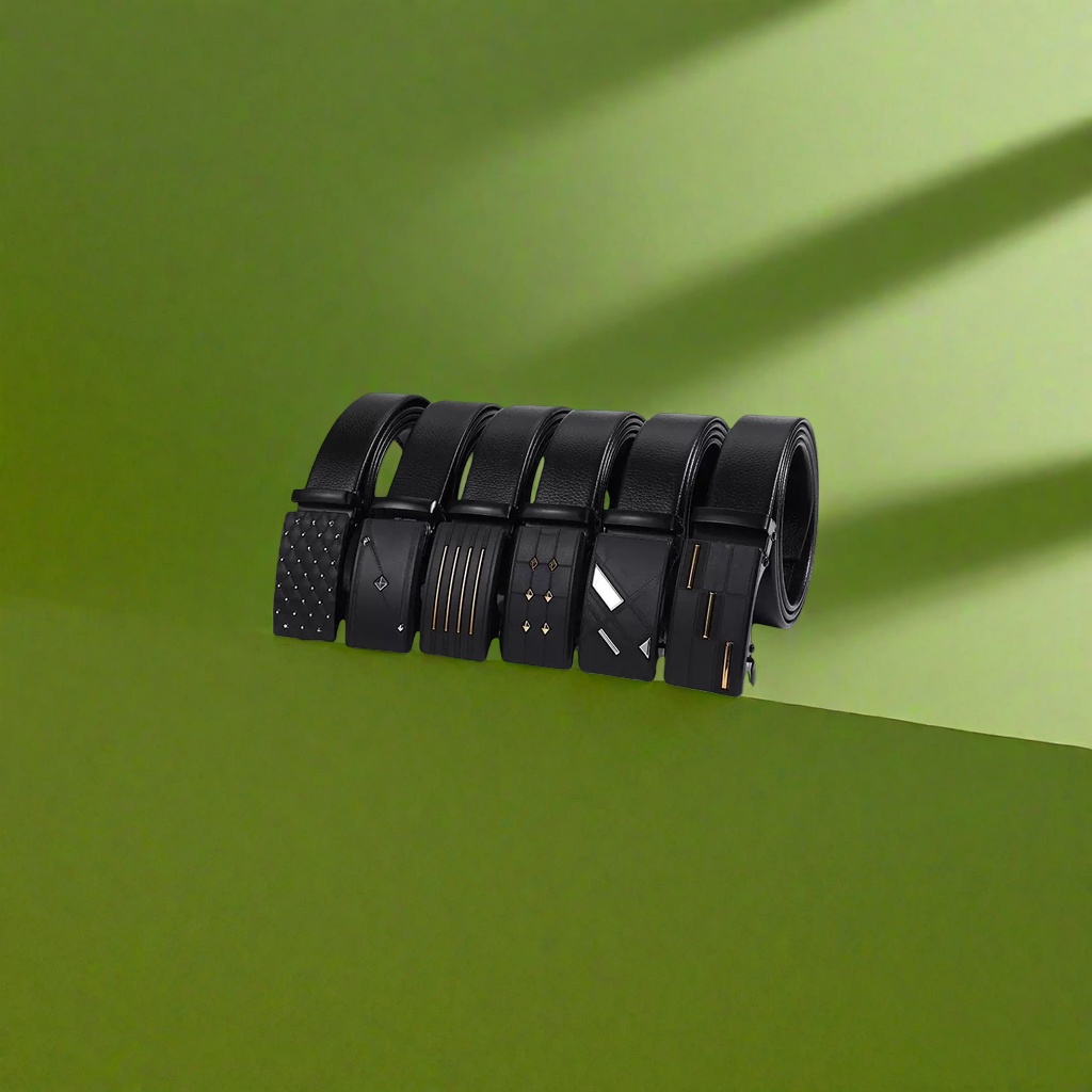 A black belt combination of five men's belts with different decorative buckles Application Scenario