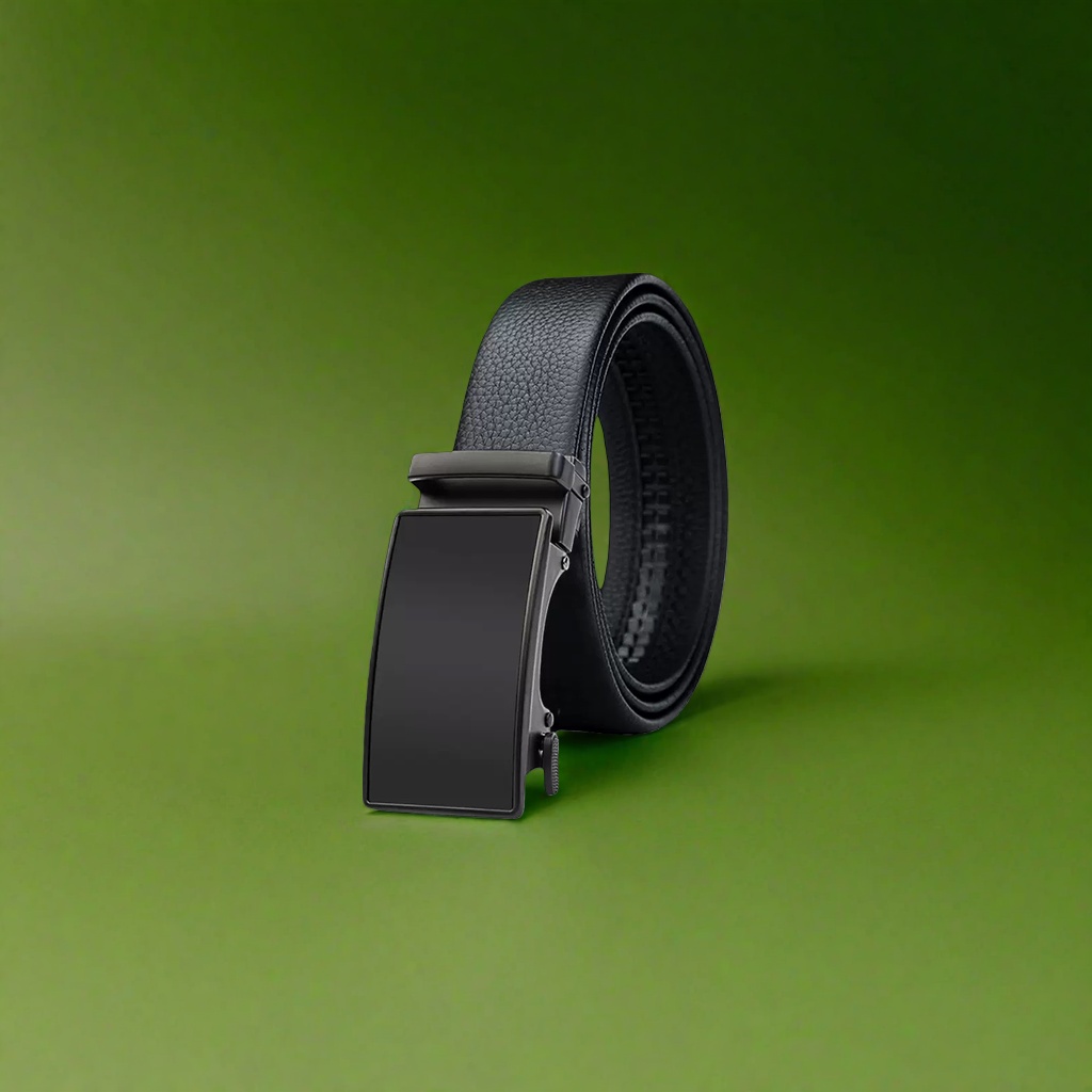 Black genuine leather business and casual belt for men, 3.5cm wide, adjustable with automatic buckle Application Scenario