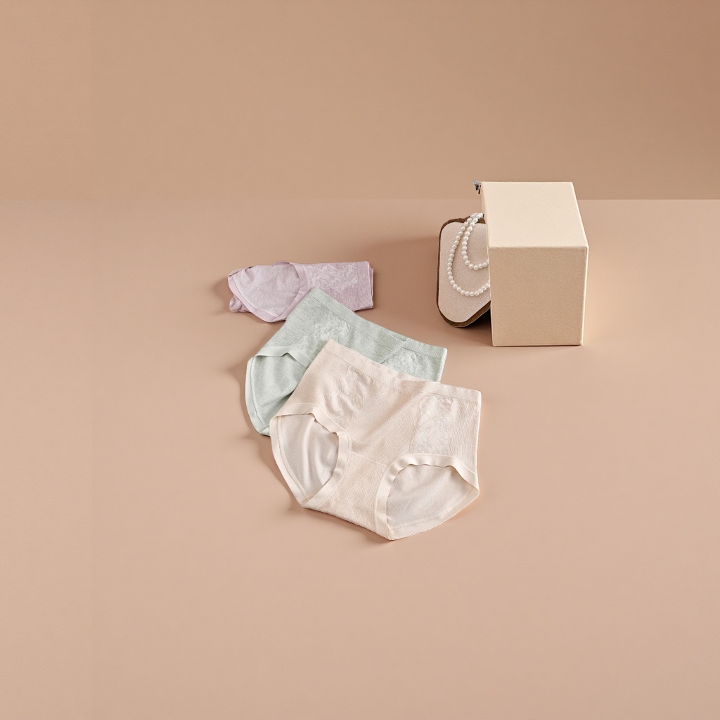 Light-colored pure cotton underwear for women, comfortable, breathable and seamless basic style details Picture