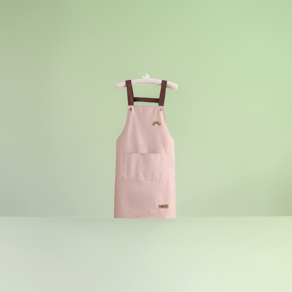 Pink apron kitchen oil-proof and water-proof extended lace-up adjustable women's home baking apron