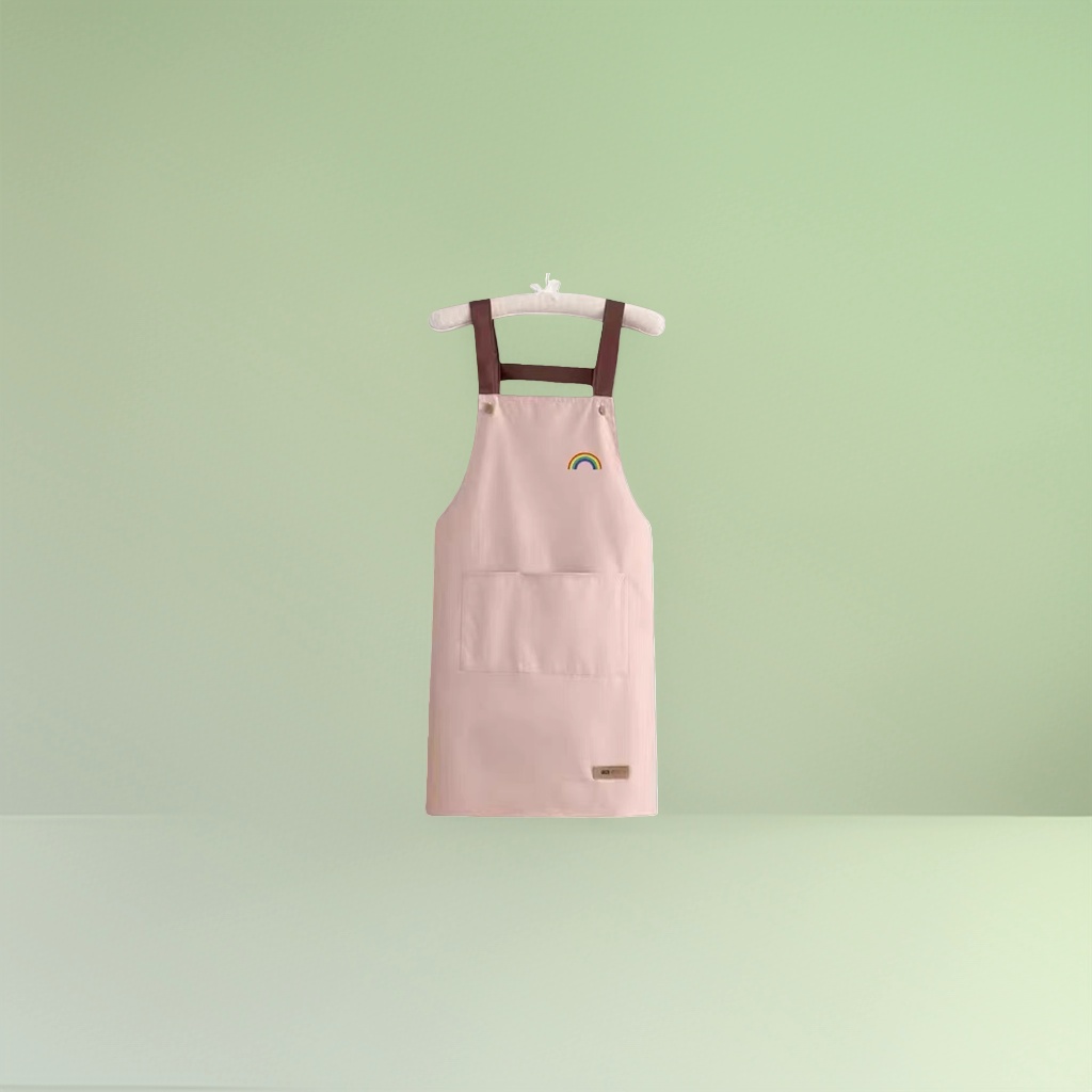 Pink apron kitchen oil-proof and water-proof extended lace-up adjustable women's home baking apron Specification image