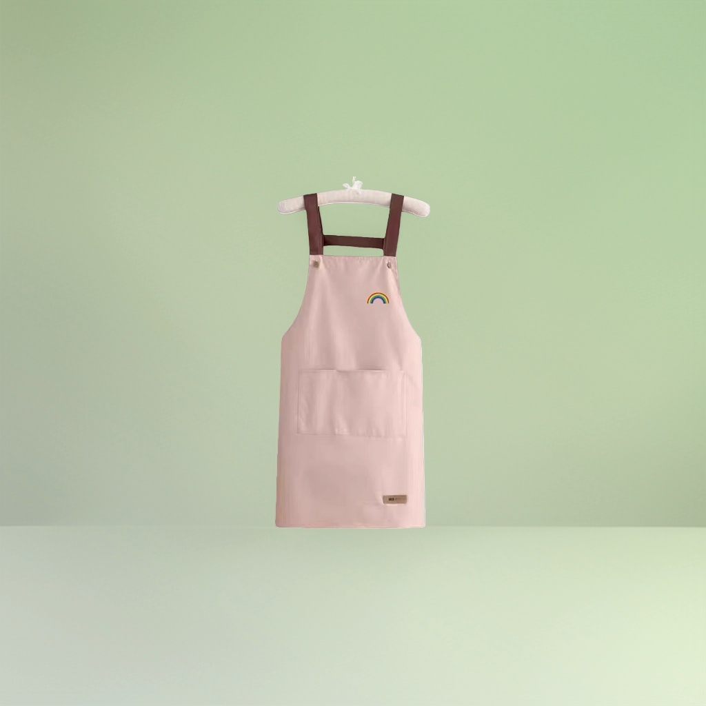 Pink apron kitchen oil-proof and water-proof extended lace-up adjustable women's home baking apron Application Scenario