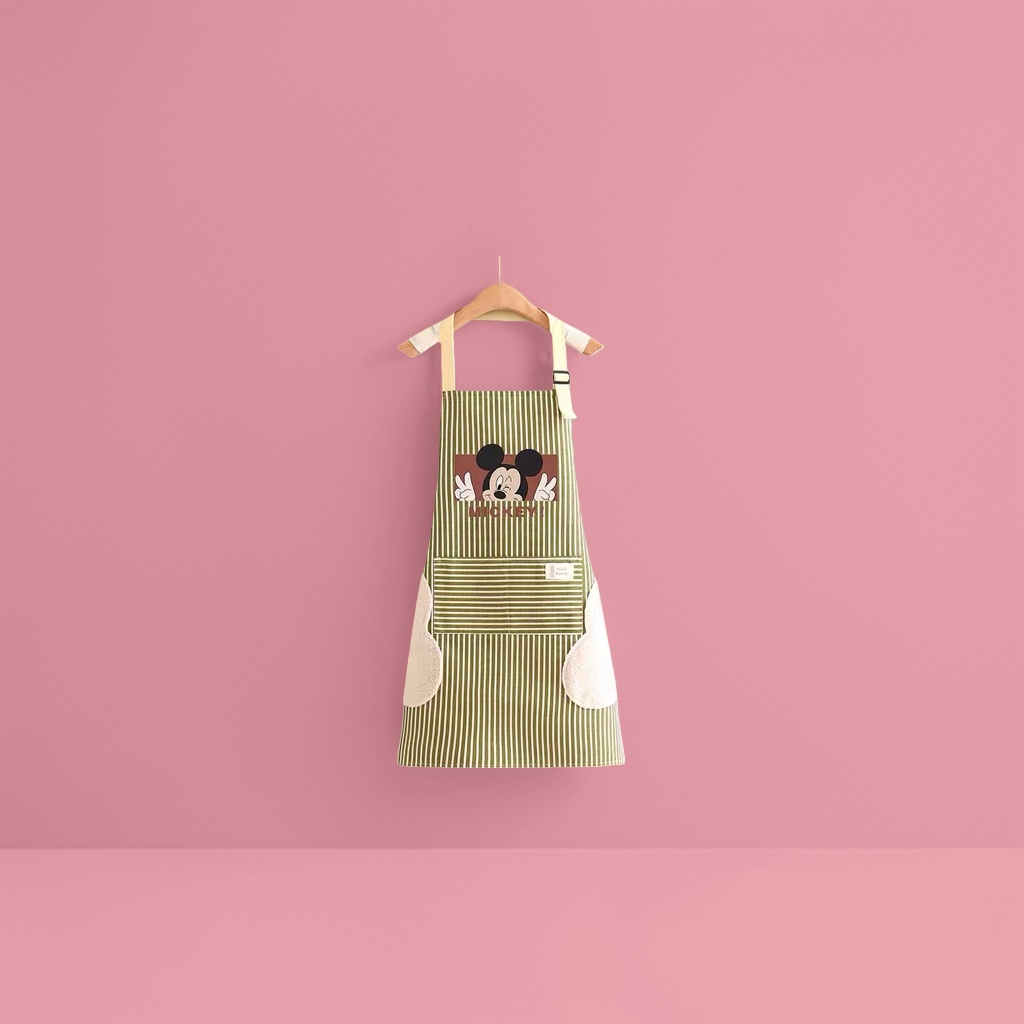 Mickey green striped apron, suitable for both children and adults, waterproof and oil-resistant kitchen baking apron Application Scenario