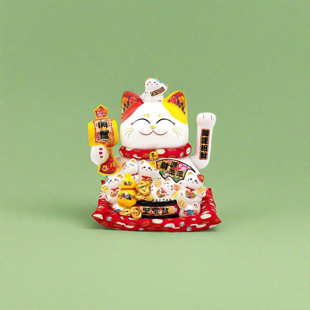 彩色招财猫摆件客厅玄关家居装饰吉祥物陶瓷摆设招财猫招财猫迷你招财猫前台产品图