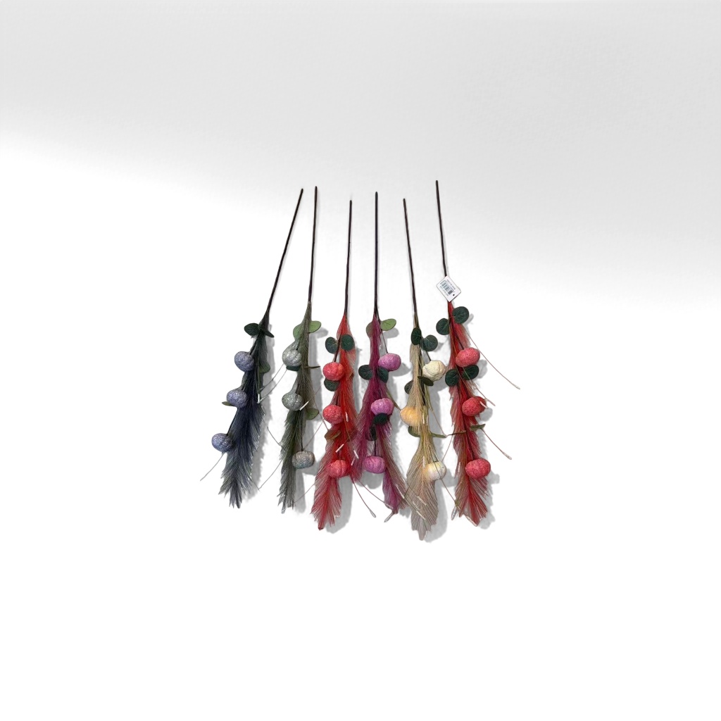 Colorful artificial flower branches are used for spherical decoration and green leaf simulation flower bouquet decoration details Picture