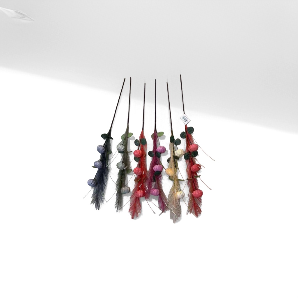 Colorful artificial flower branches are used for spherical decoration and green leaf simulation flower bouquet decoration Specification image