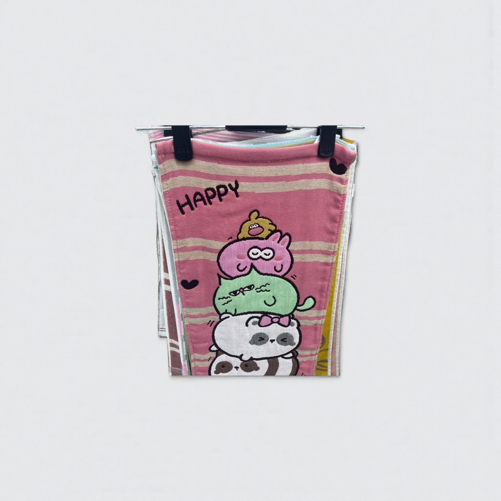 Pink striped cartoon children's absorbent towel, soft and skin-friendly home bathroom washbasin Application Scenario