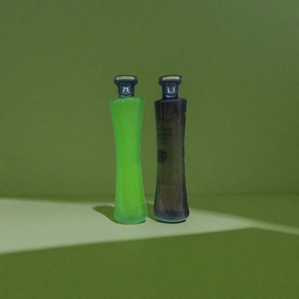 Green and dark brown striped bottle body for personal care products