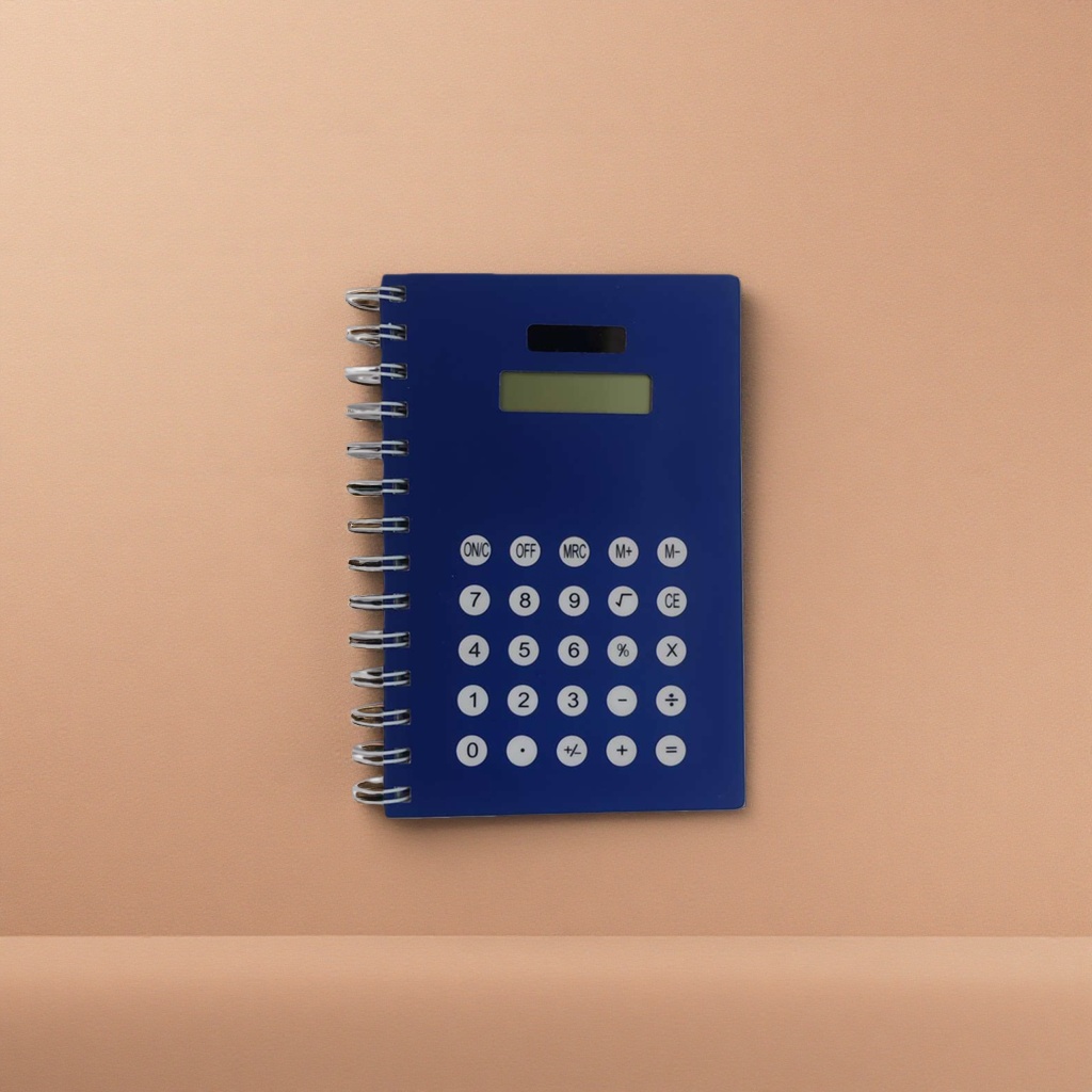 蓝色螺旋笔记本计算器 便携式带笔多功能学生办公用品细节图