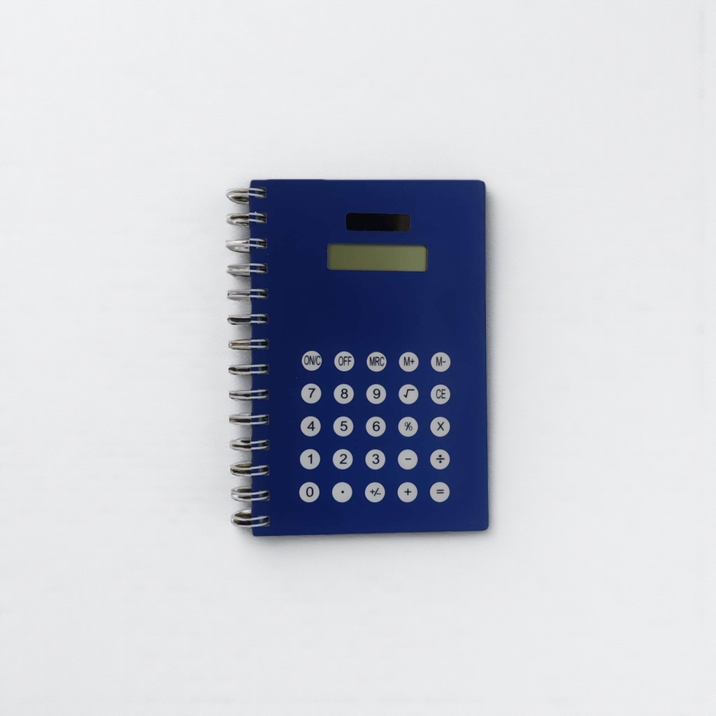 蓝色螺旋笔记本计算器 便携式带笔多功能学生办公用品