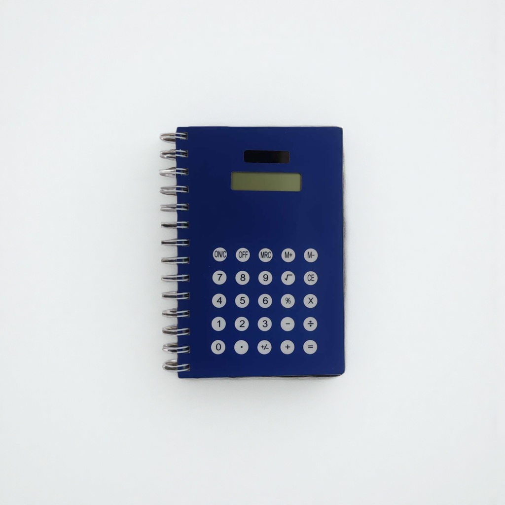 蓝色螺旋笔记本计算器 便携式带笔多功能学生办公用品产品图